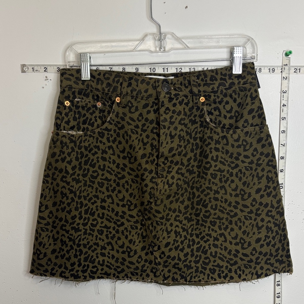 Zara Black and Brown Animal Print Mini Skirt
